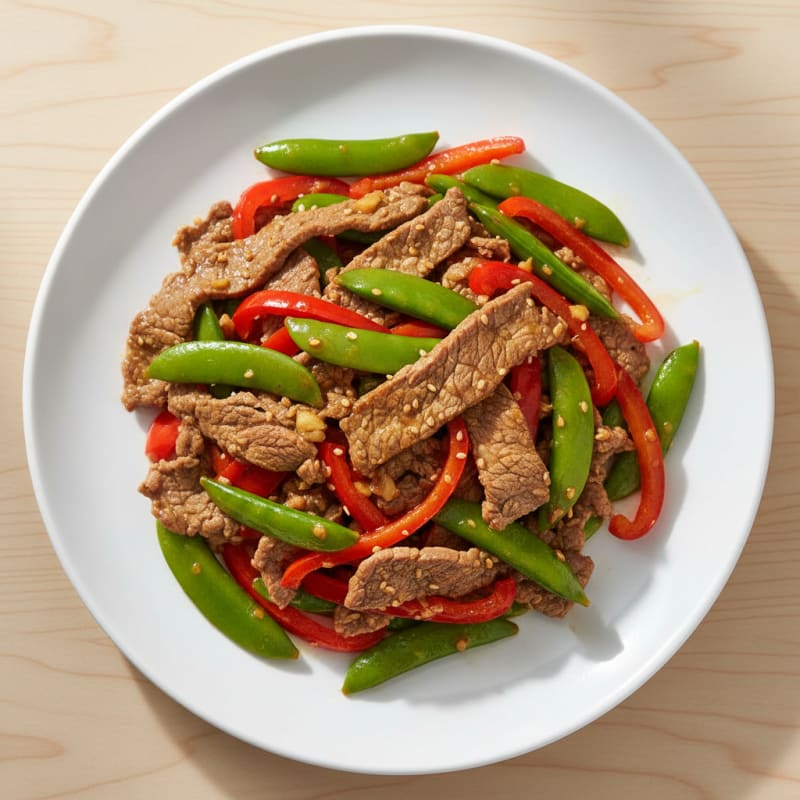 Lean Beef Stir-Fry with Bell Peppers and Snap Peas