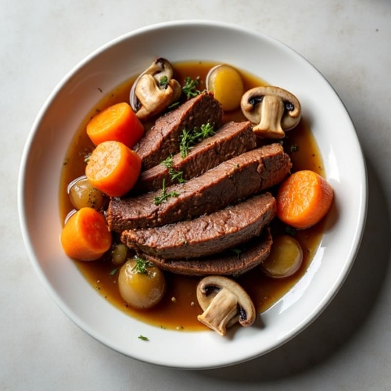 Hearty Braised Beef with Mushrooms and Carrots