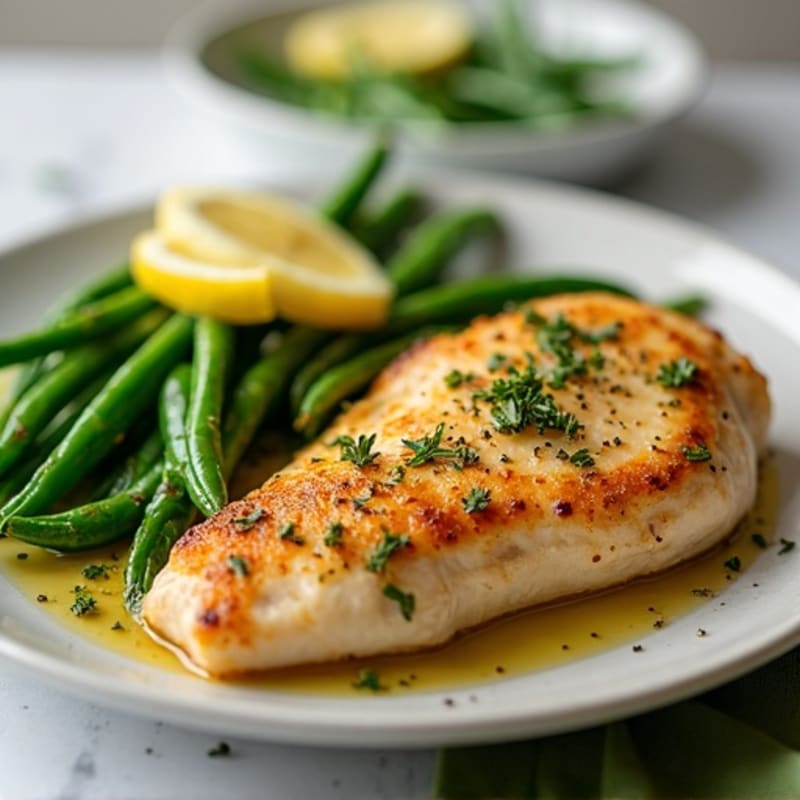 Pan-Seared Lemon Garlic Chicken with Roasted Green Beans
