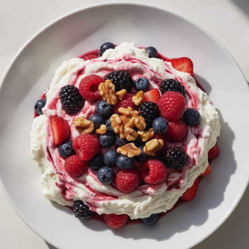 Greek Yogurt Protein Mousse with Mixed Berries