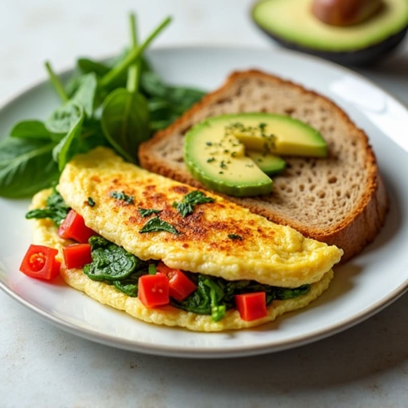 Egg White Spinach Omelette with Turkey Sausage