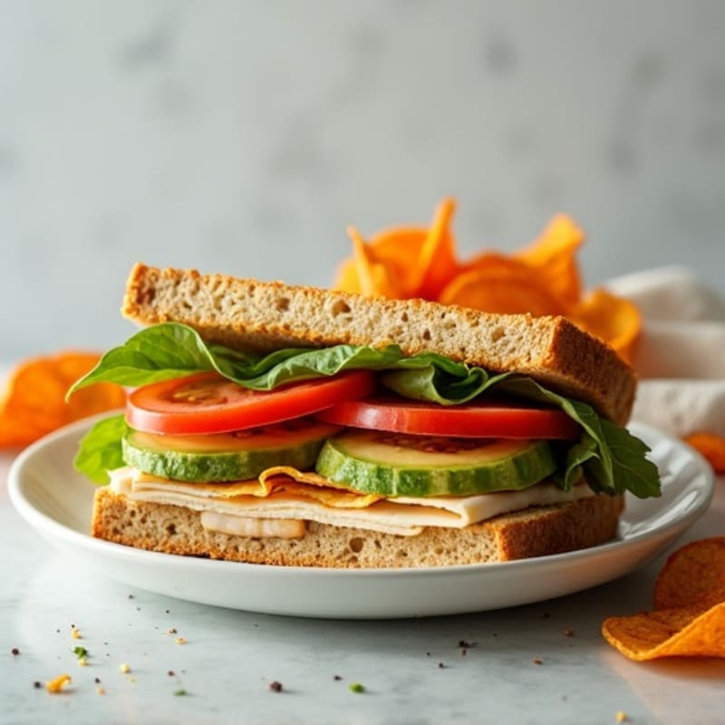Lean Turkey Club with Crispy Sweet Potato Chips