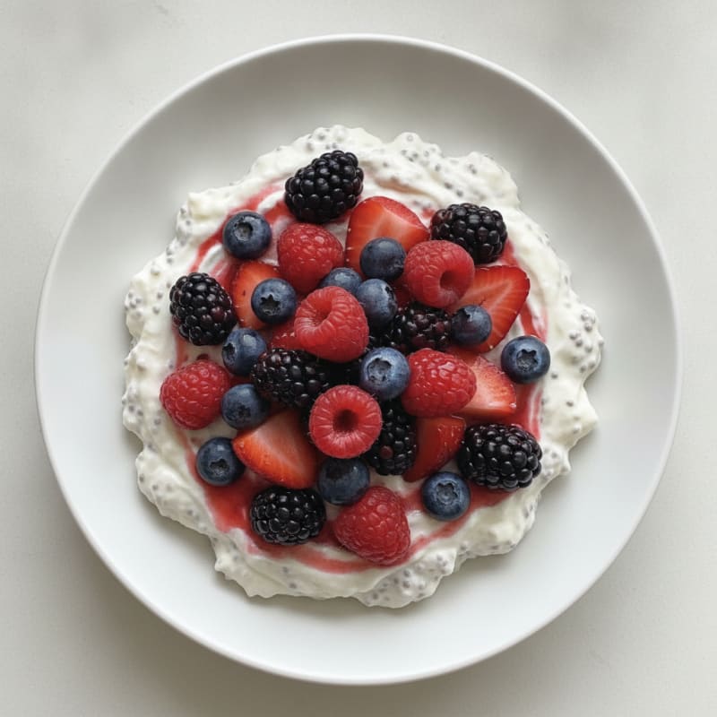 Silky Greek Yogurt Protein Pudding with Mixed Berries