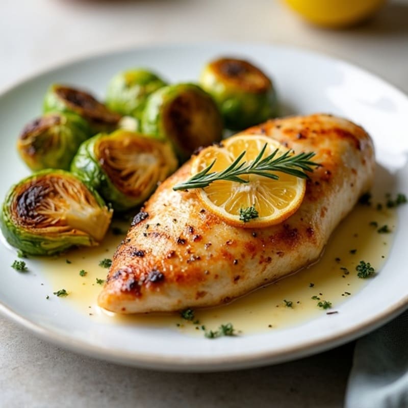 Lemon-Herb Roasted Chicken with Crispy Brussels Sprouts