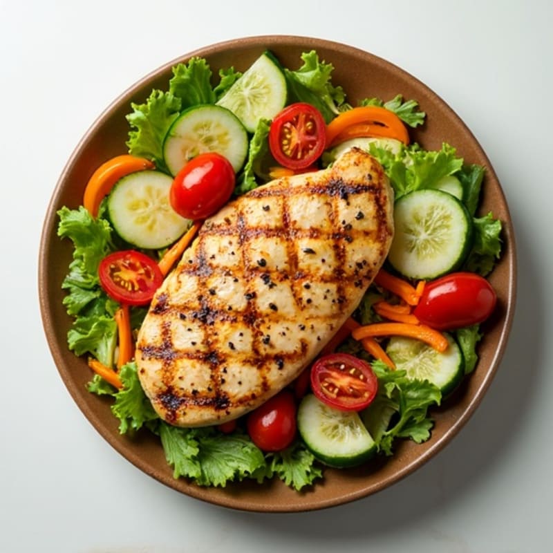 Grilled Chicken Breast with Crunchy Vegetable Salad