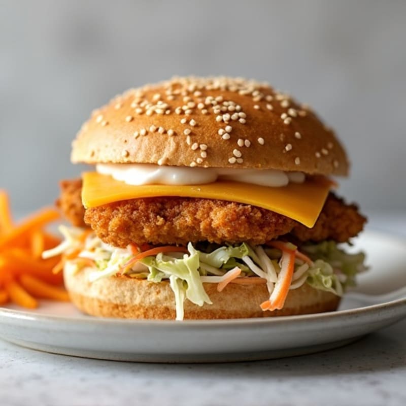Crispy Baked Chicken Sandwich with Greek Yogurt Slaw