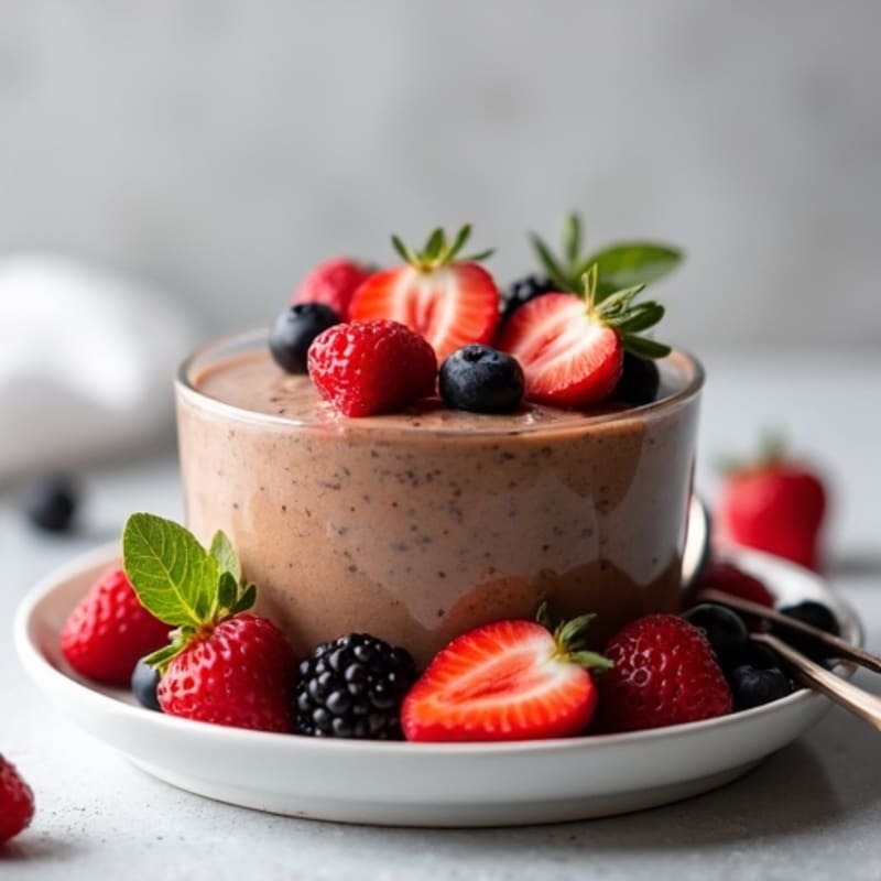 Creamy Chocolate Chia Seed Pudding with Fresh Berries