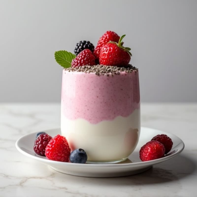 Greek Yogurt Protein Mousse with Mixed Berries and Chia Seeds