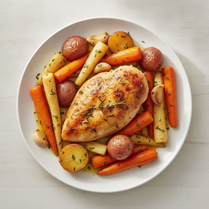 Garlic Herb Roasted Chicken with Root Vegetables