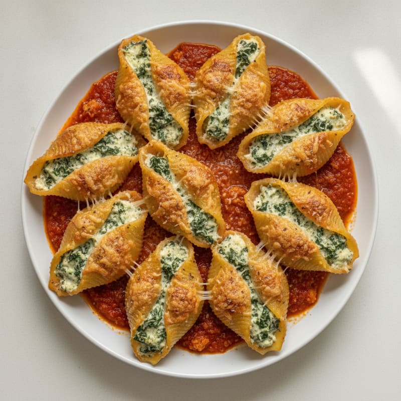 Baked Spinach Ricotta Stuffed Shells