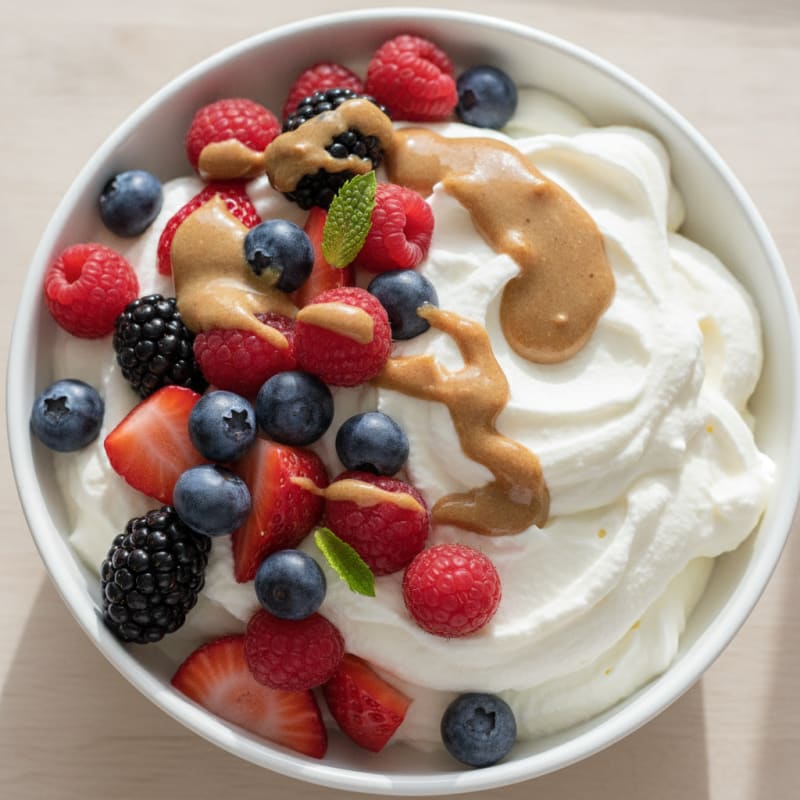 Greek Yogurt Protein Mousse with Mixed Berries