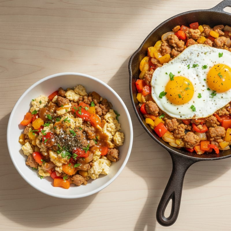 Hearty Skillet Breakfast with Eggs and Sausage