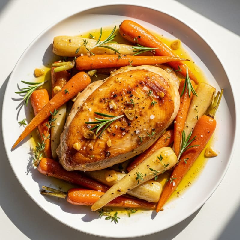 Garlic Herb Roasted Chicken with Root Vegetables