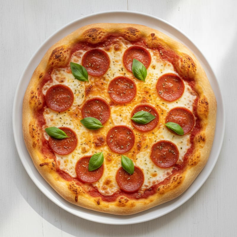Classic Pepperoni Pizza with Fresh Basil
