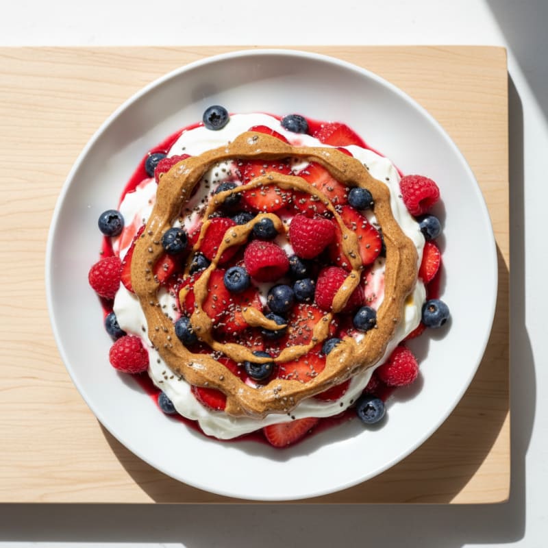 Greek Yogurt Parfait with Mixed Berries and Almond Butter