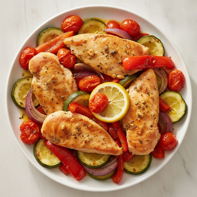 Herb-Roasted Chicken with Mediterranean Vegetables
