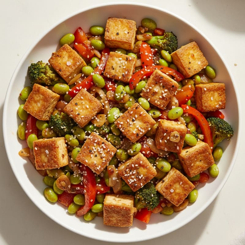 Sesame Tofu Stir-Fry with Mixed Vegetables