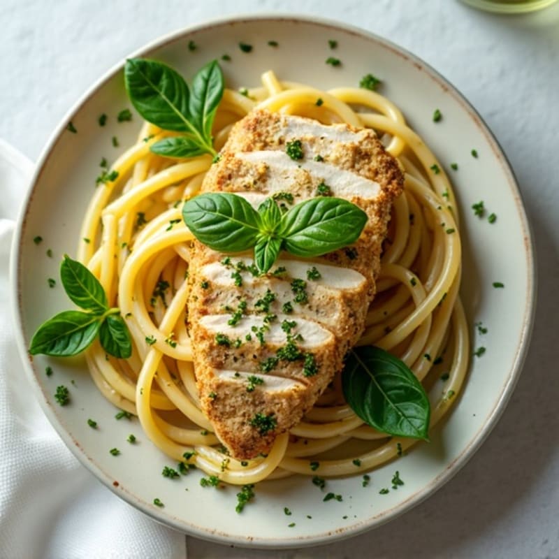 Creamy Pesto Chicken Pasta with Fresh Herbs