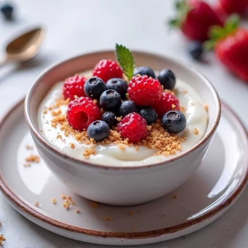 Greek Yogurt Protein Pudding with Mixed Berries