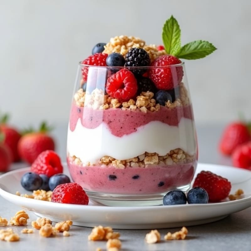 Greek Yogurt Protein Parfait with Mixed Berries