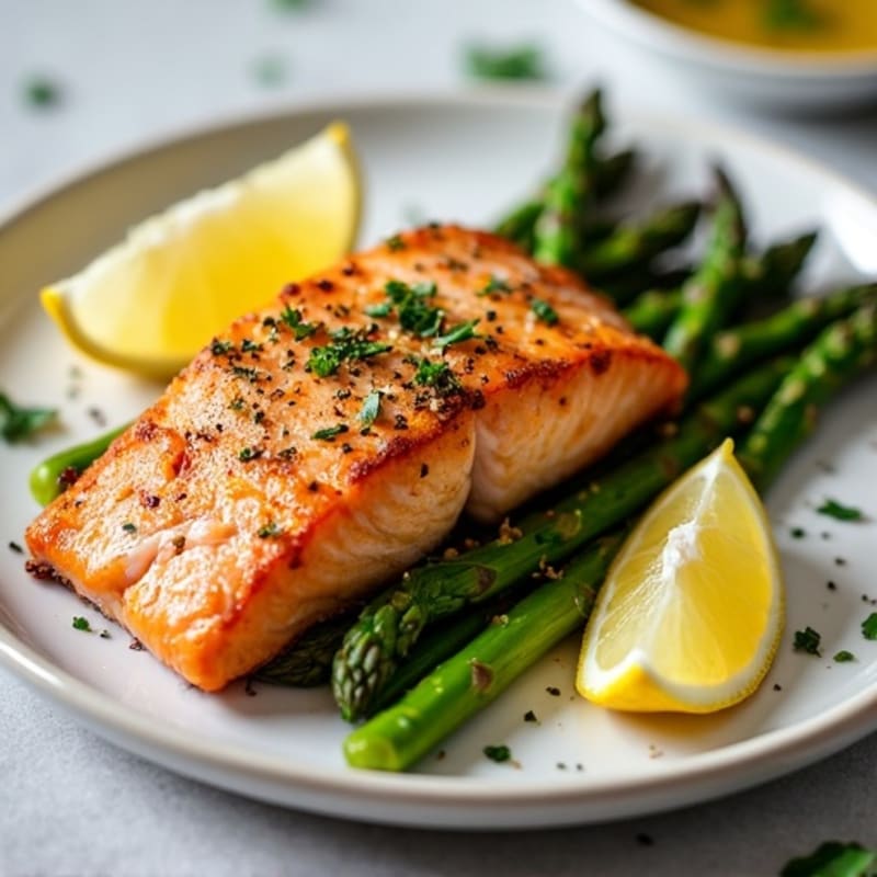 Crispy Baked Salmon with Roasted Asparagus and Lemon