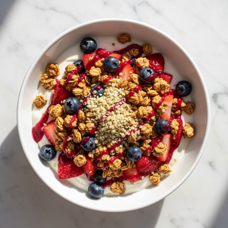 Creamy Greek Yogurt Parfait with Mixed Berries and Protein Granola