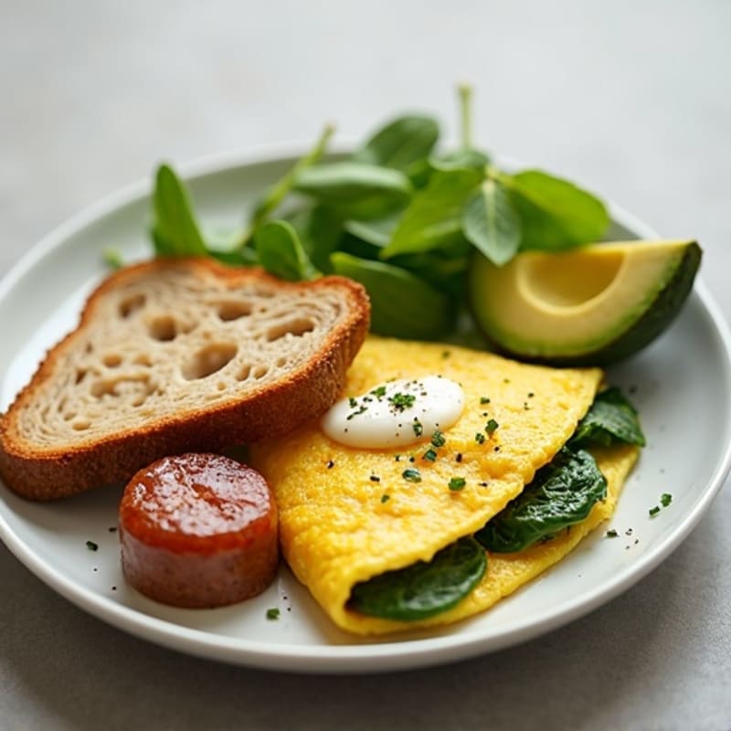 Egg White Spinach Omelette with Turkey Sausage