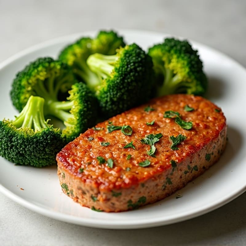 Healthy Lean Meatloaf with Crispy Roasted Broccoli