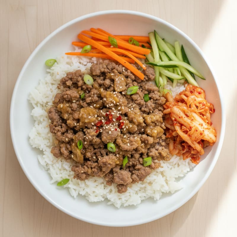 Korean Beef Bulgogi Bowl with Kimchi