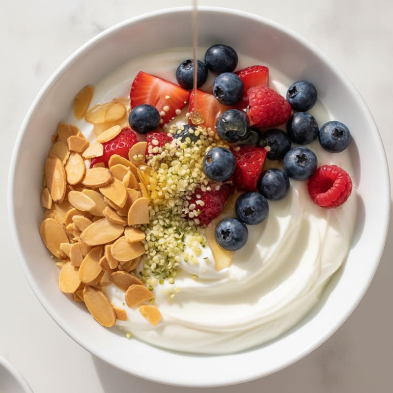 Creamy Greek Yogurt Bowl with Mixed Berries and Toasted Almonds