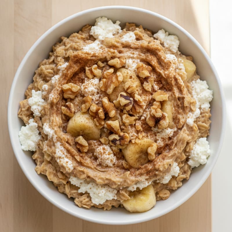 Cottage Cheese Banana Bread Oatmeal Bowl