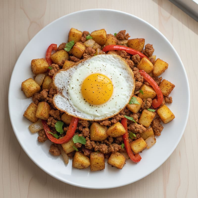 Spicy Chorizo and Potato Hash with Fried Egg