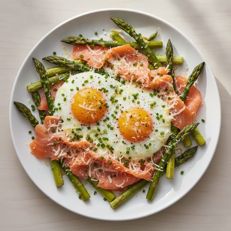 Baked Eggs with Roasted Asparagus