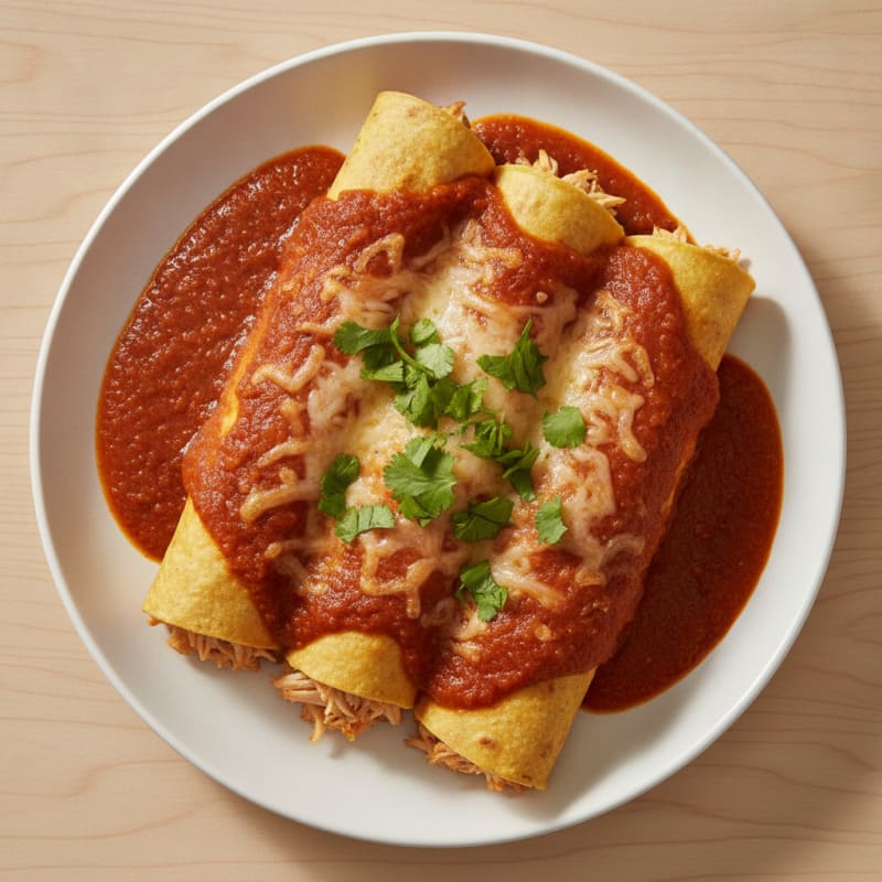 Chicken Enchiladas with Red Chili Sauce