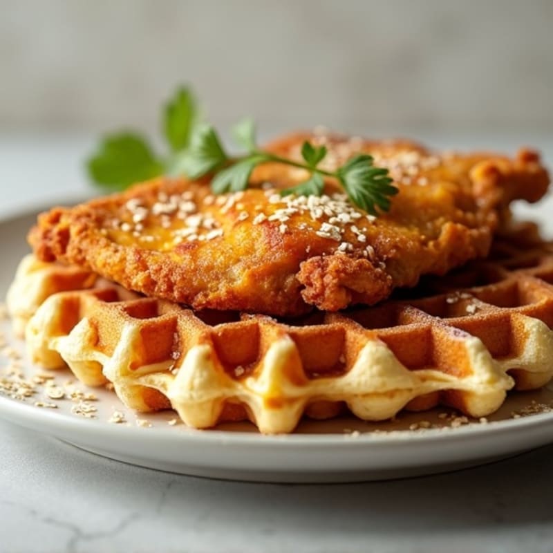 Crispy Baked Golden Chicken with Protein Waffles