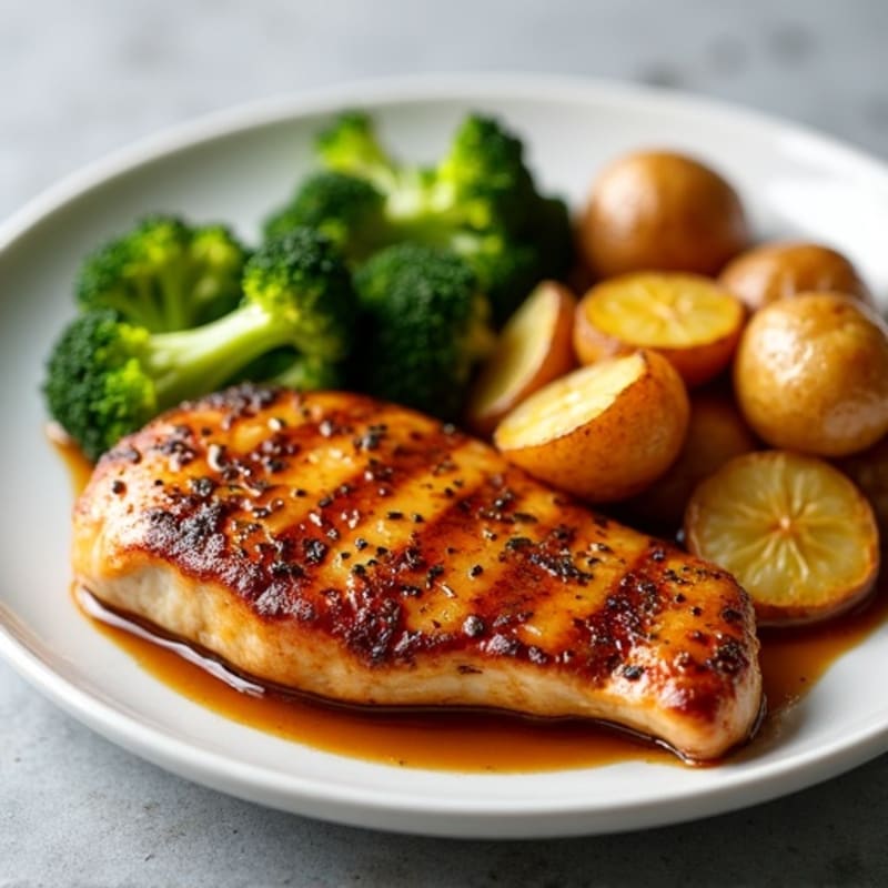 Ginger-Soy Glazed Chicken with Roasted Potatoes and Broccoli
