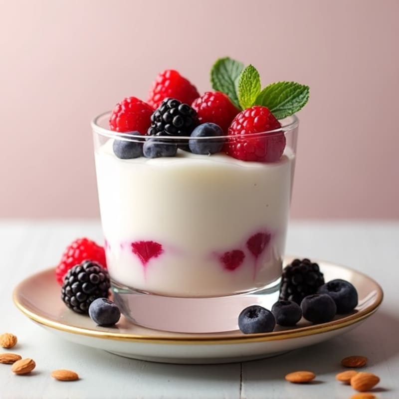 Silky Greek Yogurt Protein Pudding with Mixed Berries