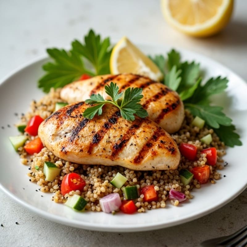 Grilled Chicken Breast with Crunchy Quinoa Salad