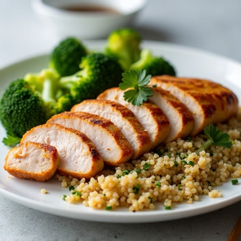 Grilled Turkey Breast with Quinoa and Steamed Broccoli