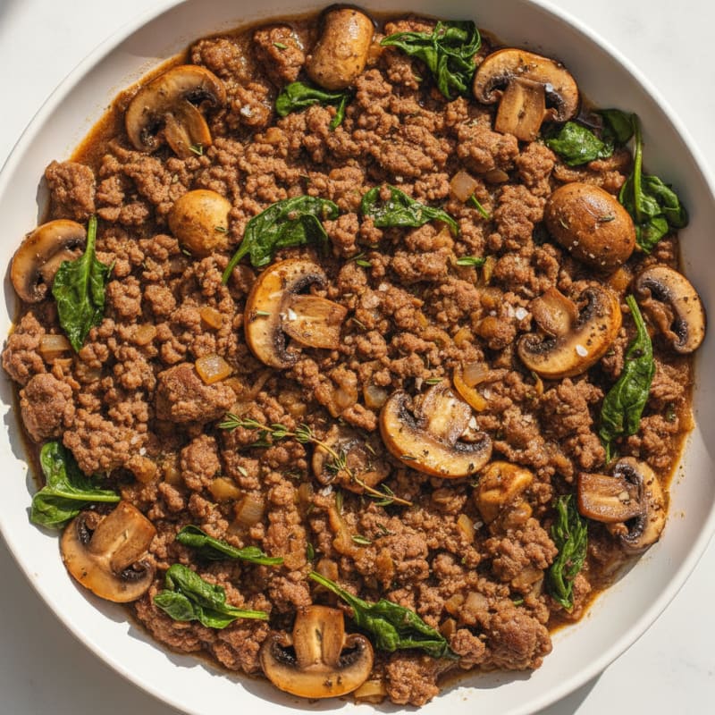 Savory Ground Beef and Mushroom Skillet