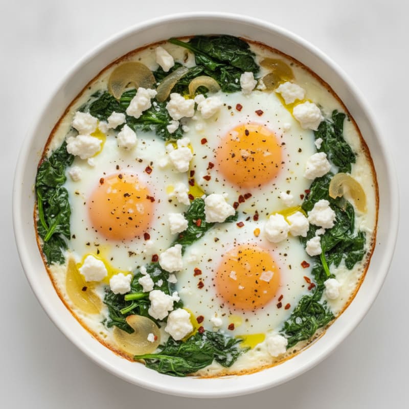 Baked Eggs with Spinach and Feta