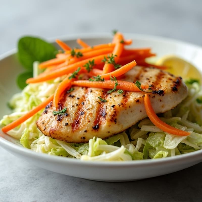 Grilled Chicken Breast with Crunchy Cabbage Slaw