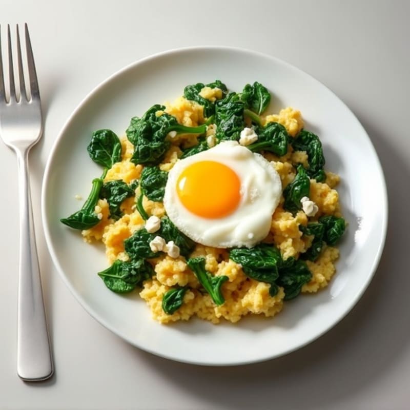 Egg White and Cottage Cheese Scramble with Sautéed Spinach