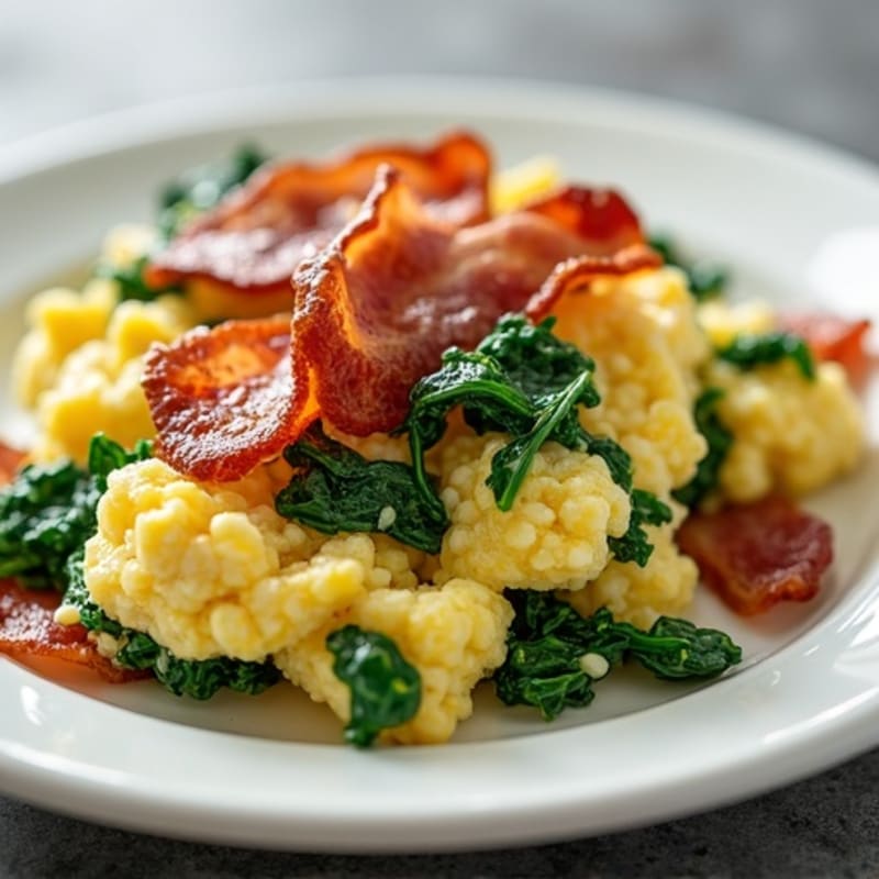 Egg White Scramble with Spinach and Turkey Bacon
