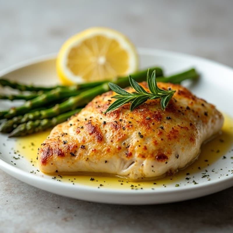 Lemon Herb Roasted Chicken with Crispy Asparagus
