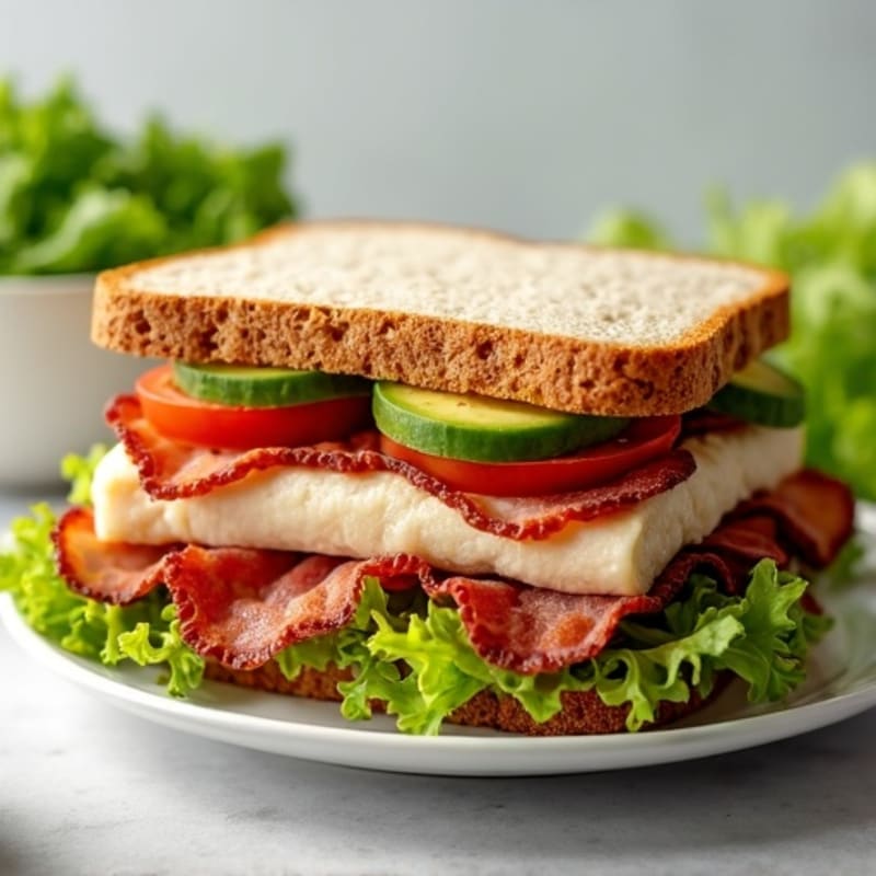 Whole Grain Turkey BLT Sandwich with Avocado and Crisp Lettuce