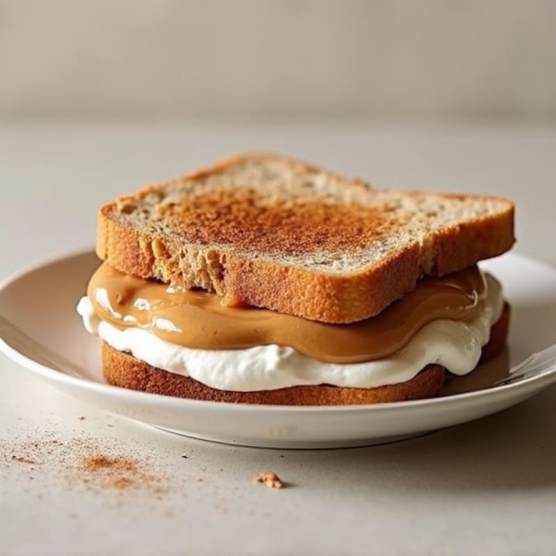 Whole Grain Peanut Butter and Whipped Greek Yogurt Sandwich