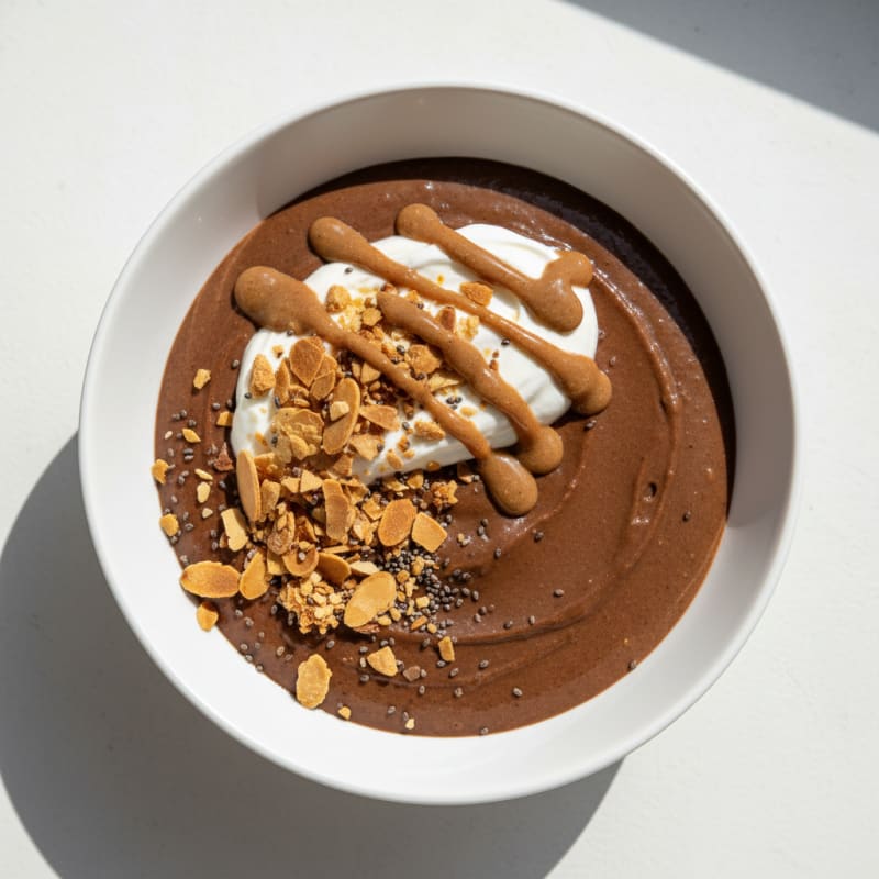 Silky Chocolate Protein Pudding with Almond Butter