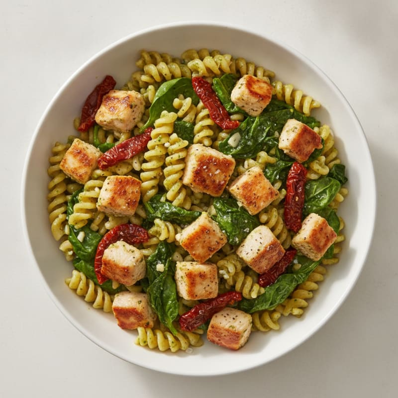 Pesto Chicken Pasta with Sun-Dried Tomatoes
