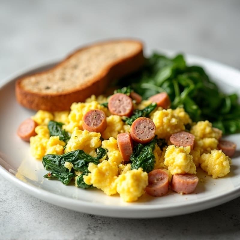 Egg White Scramble with Spinach and Turkey Sausage